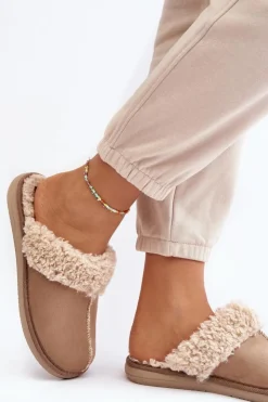 INBLU Kapcie Klasyczne|Klapki Damskie Klasyczne*Ocieplane Kapcie Damskie EK000010 Beżowe