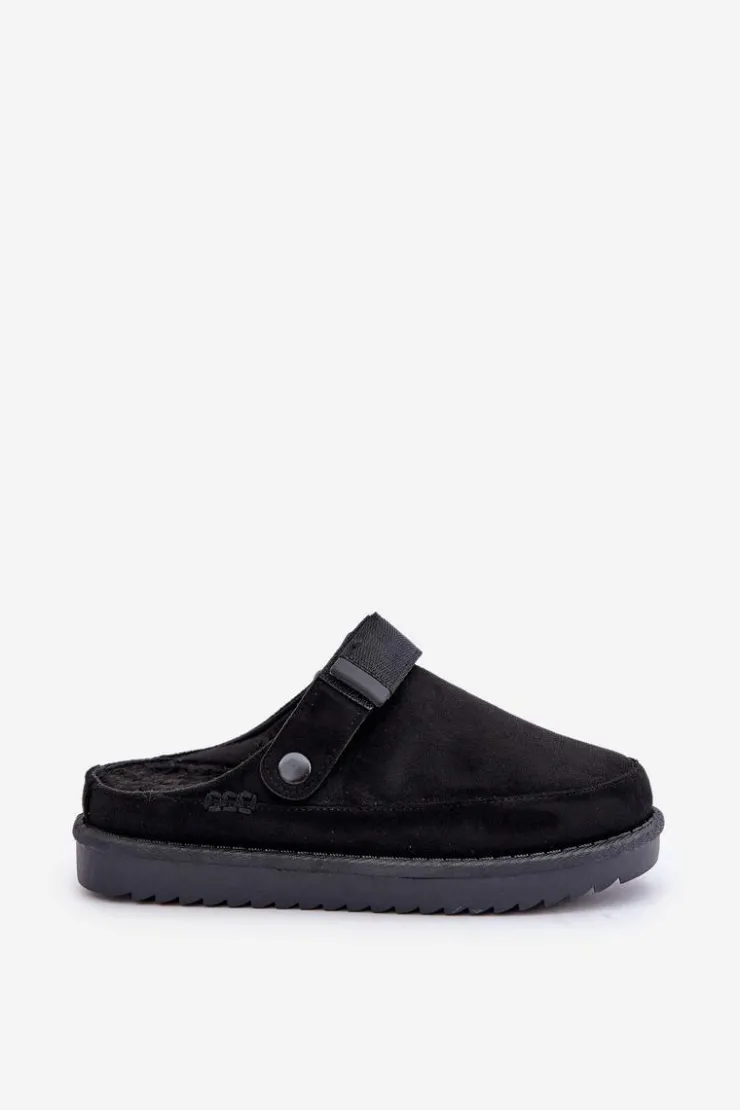 Discount Boto Ocieplane Kapcie Damskie Na Platformie Czarne Neliel Czarny