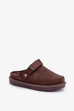 Damskie Boto Ocieplane Kapcie Damskie Na Platformie Czekoladowe Neliel