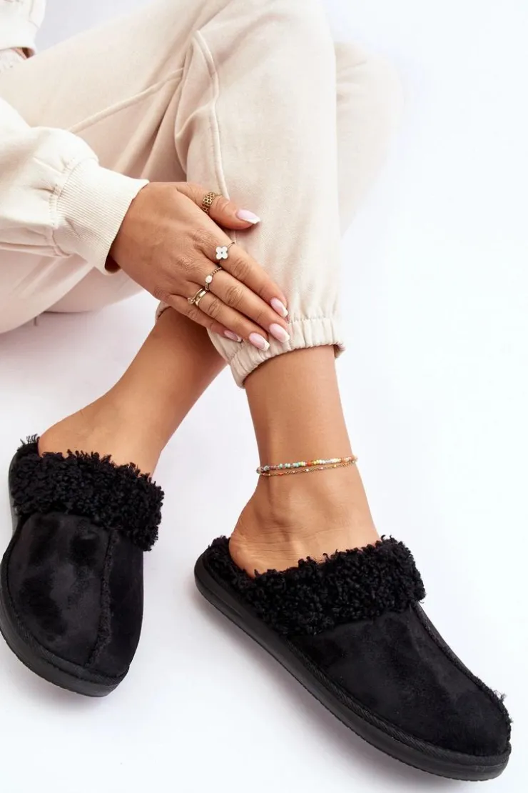 Damskie INBLU Ocieplane Kapcie Damskie EK000010 Czarne