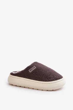 Damskie Big Star Shoes Ocieplane Kapcie Na Grubej Podeszwie Big Star MM274134 Ciemnoszare