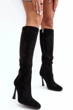 Discount Boto Ocieplane Kozaki Damskie Na Szpilce Czarne Isot