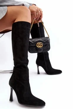 Discount Boto Ocieplane Kozaki Damskie Na Szpilce Czarne Isot