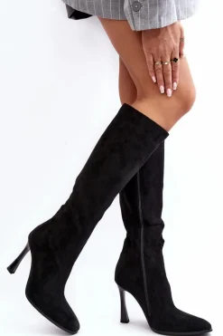 Discount Boto Ocieplane Kozaki Damskie Na Szpilce Czarne Isot