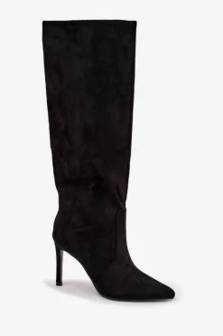 Boto Kozaki Ocieplane|Kozaki Na Szpilce*Ocieplane Kozaki Damskie Na Szpilce Z Eko Zamszu Czarne Rosavine Czarny