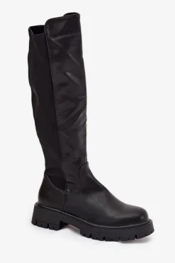 Boto Kozaki Ocieplane|Kozaki Płaskie*Ocieplane Kozaki Damskie Na Zamek Czarne Harlina