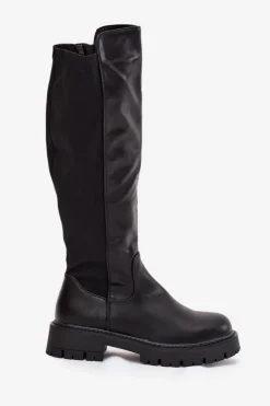 Boto Kozaki Ocieplane|Kozaki Płaskie*Ocieplane Kozaki Damskie Na Zamek Czarne Harlina