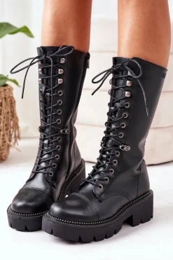 Hot Big Star Shoes Ocieplane Kozaki Glany Big Star II274115 Czarne