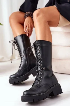 Hot Big Star Shoes Ocieplane Kozaki Glany Big Star II274115 Czarne