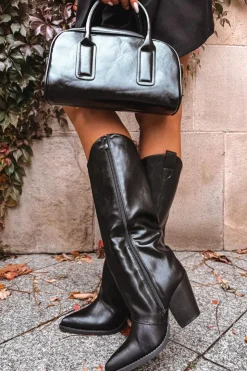 Boto Ocieplane Kozaki Kowbojki Na Słupku Z Eko Skóry Czarne Mavine Czarny