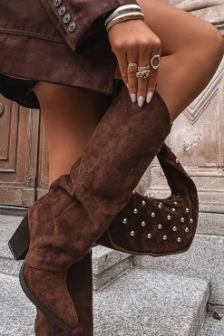 Online Boto Ocieplane Kozaki Kowbojki Na Słupku Z Eko Zamszu Czekoladowe Mavine Brązowy