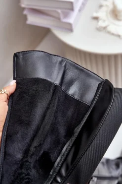 Discount Evento Ocieplane Kozaki Przed Kolano Z Klamrą Na Zamek Czarne Seavella