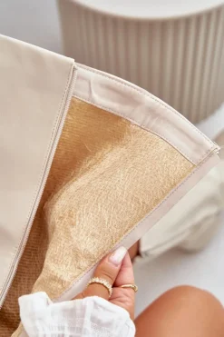 Damskie Boto Ocieplane Kozaki Z Wywiniętą Cholewką I Klamrami Jasnobeżowe Cialetta