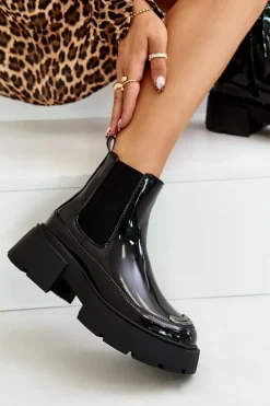 Best Boto Ocieplane Lakierowane Botki Sztyblety Na Zamek Czarne Jesschris
