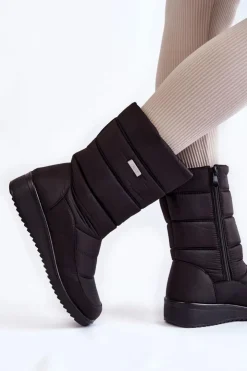 Damskie Evento Ocieplane Śniegowce Na Koturnie Czarne Calena