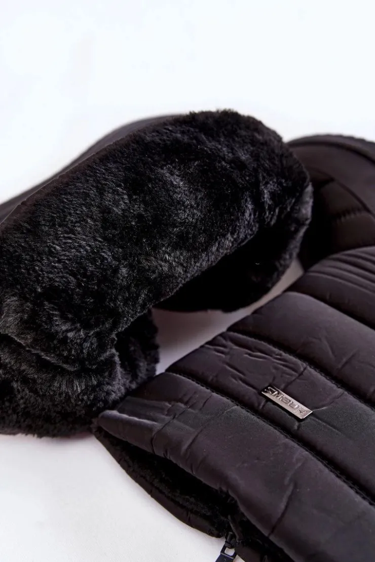 Damskie Evento Ocieplane Śniegowce Na Koturnie Czarne Calena