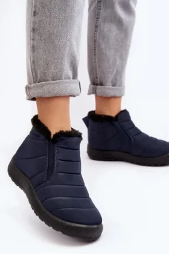 Evento Śniegowce Damskie*Ocieplane Niskie Damskie Śniegowce Granatowe Enmore