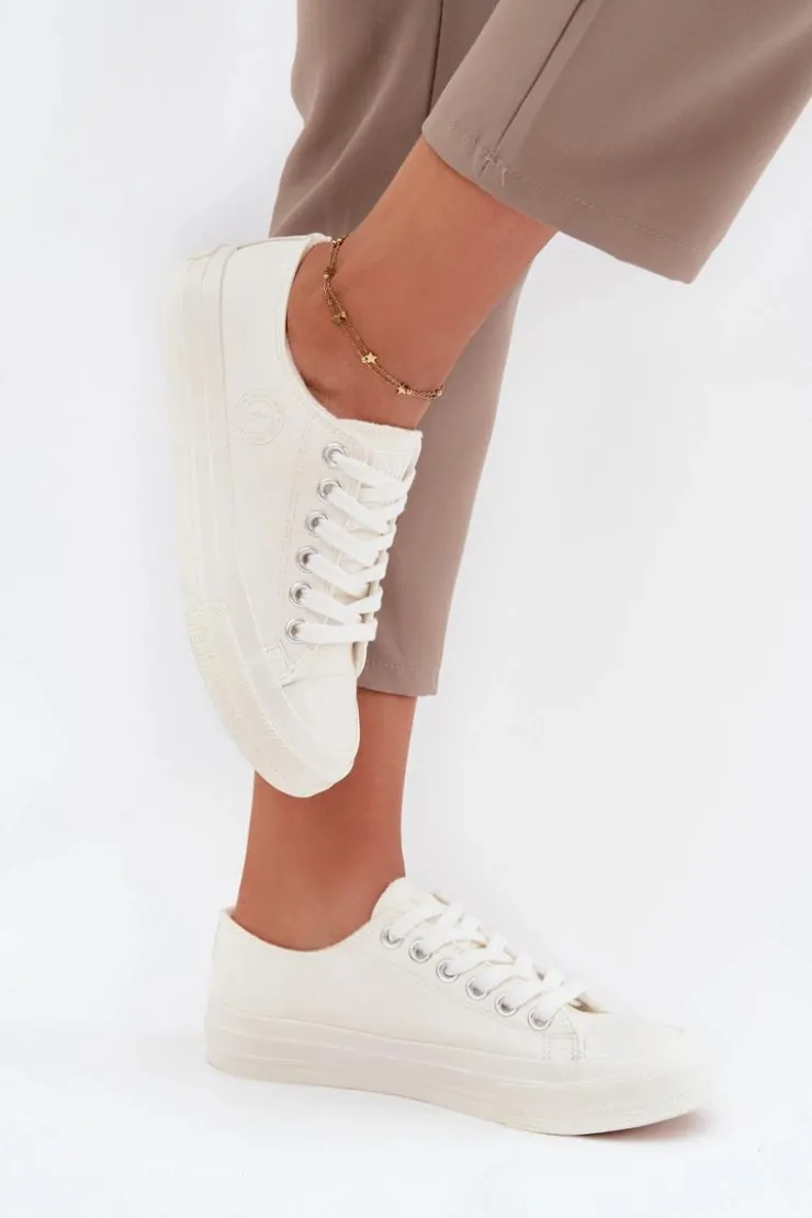 Damskie Big Star Shoes Ocieplane Niskie Trampki Damskie Big Star OO274927 Białe