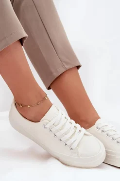 Damskie Big Star Shoes Ocieplane Niskie Trampki Damskie Big Star OO274927 Białe