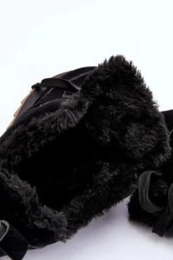 Boto Sneakersy Damskie*Ocieplane Skórzane Buty Sportowe Na Platformie Czarne Adite