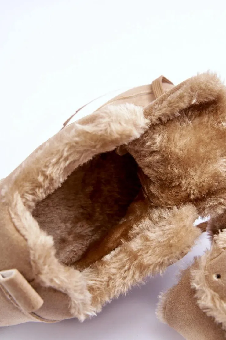 Best Boto Ocieplane Skórzane Buty Sportowe Na Platformie Ciemnobeżowe Adite