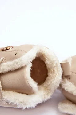 Damskie Boto Ocieplane Skórzane Buty Sportowe Na Platformie Beżowe Adite