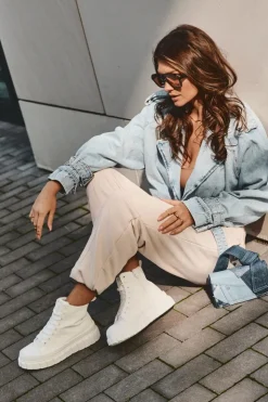 Big Star Shoes Trampki Damskie Big Star|Trampki Damskie Wysokie*Ocieplane Skórzane Trampki Na Zamek Big Star MM274624 Białe Biały