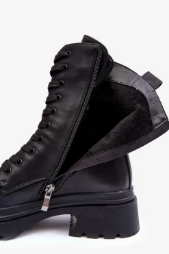 Damskie Damskie buty S.Barski Ocieplane Skórzane Workery Botki S.Barski MR870-25 Czarne