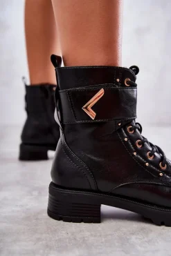 Damskie Boto Ocieplane Skórzane Wężowe Botki Czarne Colira