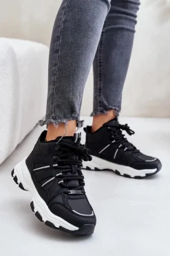 Damskie Big Star Shoes Ocieplane Sneakersy Damskie Big Star OO274A160 Czarne