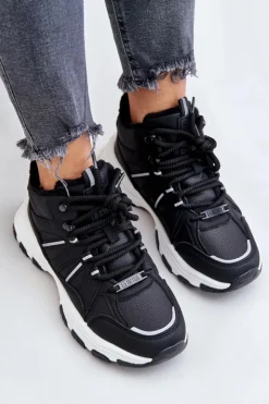 Damskie Big Star Shoes Ocieplane Sneakersy Damskie Big Star OO274A160 Czarne