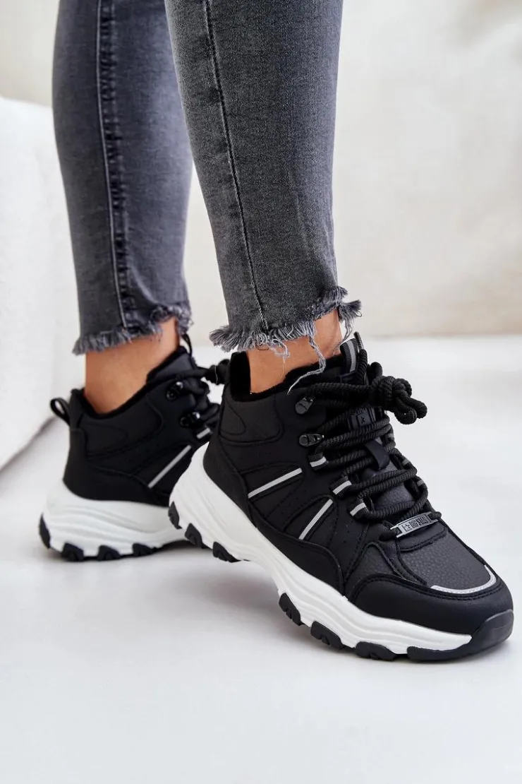 Damskie Big Star Shoes Ocieplane Sneakersy Damskie Big Star OO274A160 Czarne