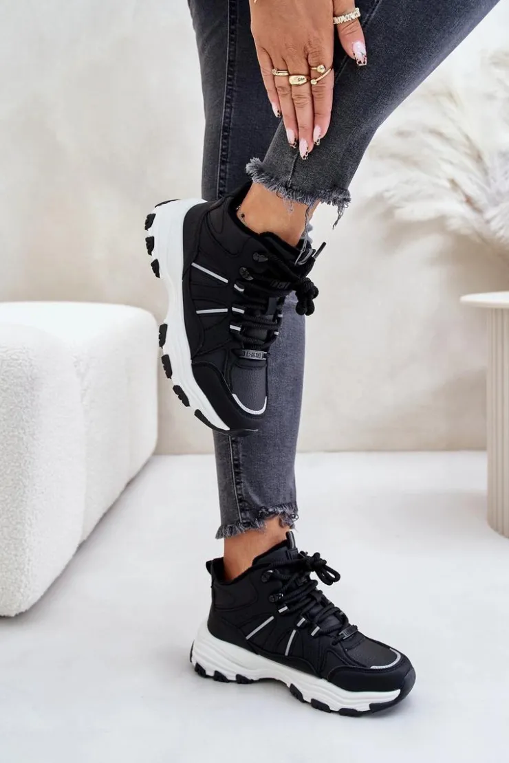 Damskie Big Star Shoes Ocieplane Sneakersy Damskie Big Star OO274A160 Czarne