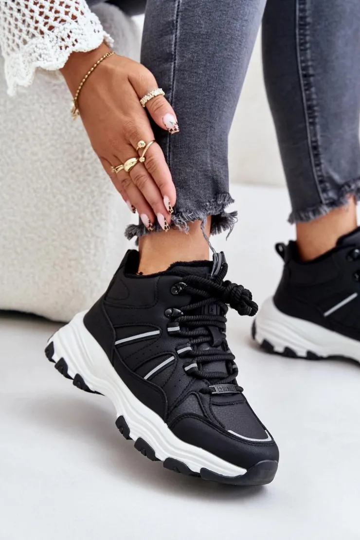 Damskie Big Star Shoes Ocieplane Sneakersy Damskie Big Star OO274A160 Czarne