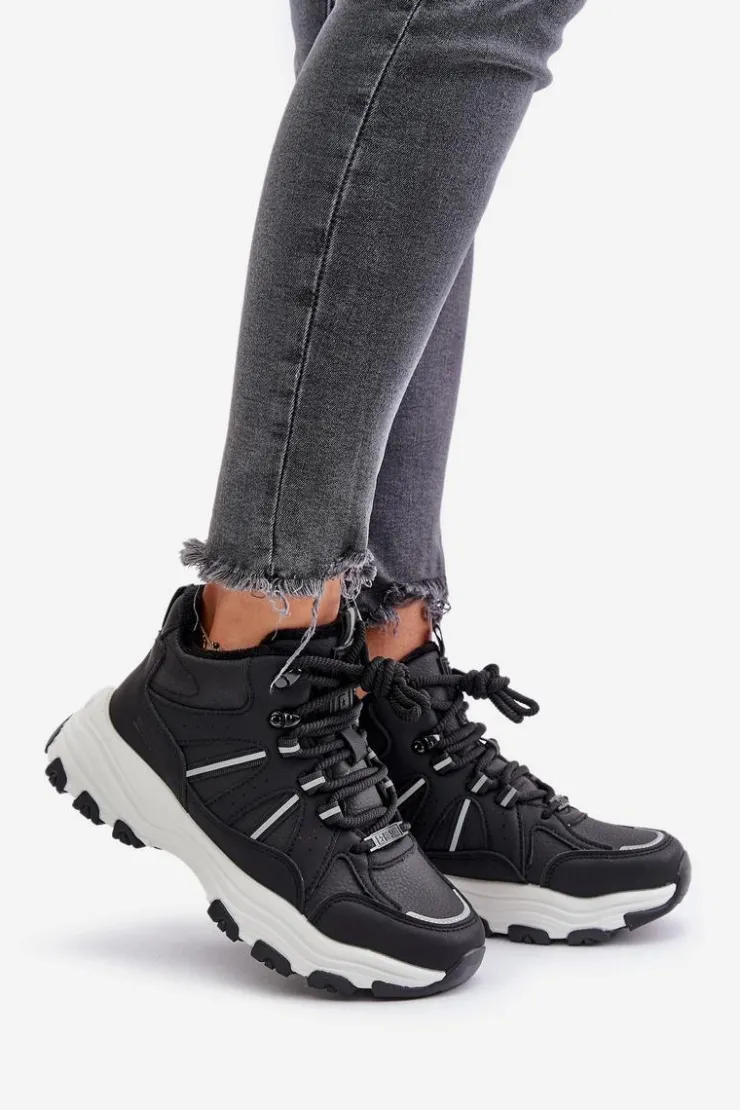 Damskie Big Star Shoes Ocieplane Sneakersy Damskie Big Star OO274A160 Czarne