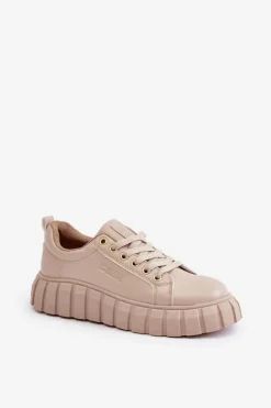 Damskie Big Star Shoes Ocieplane Sneakersy Damskie Big Star MM274618 Beżowe