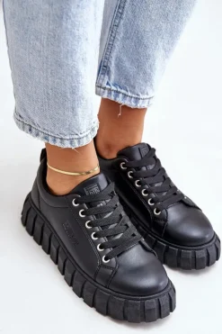 Damskie Big Star Shoes Ocieplane Sneakersy Damskie Big Star MM274617 Czarne