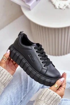 Damskie Big Star Shoes Ocieplane Sneakersy Damskie Big Star MM274617 Czarne