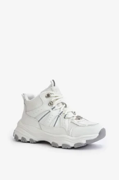 Sale Big Star Shoes Ocieplane Sneakersy Damskie Big Star OO274A161 Białe Biały