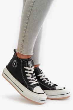 Big Star Shoes Trampki Ocieplane|Trampki Damskie Big Star*Ocieplane Trampki Damskie Na Platformie Eko Skórzane Big Star OO274062 Czarne Czarny