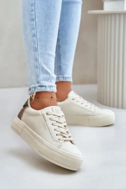 New Big Star Shoes Ocieplane Trampki Damskie Na Platformie Big Star OO274A454 Beżowe Beżowy