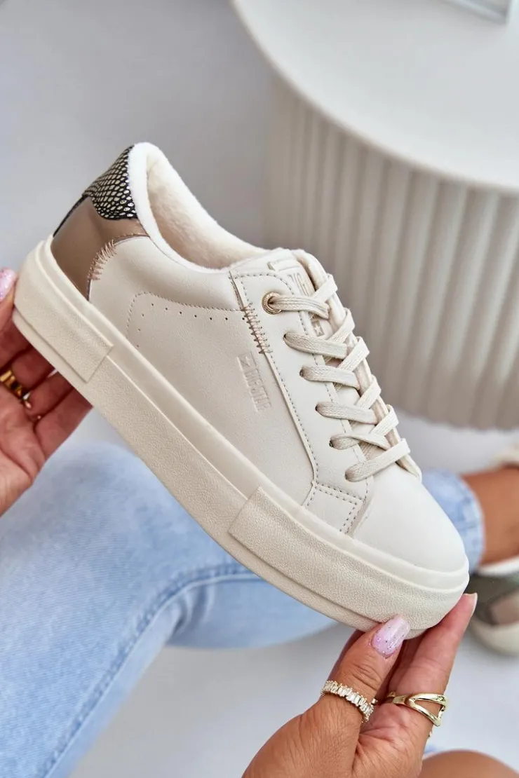 New Big Star Shoes Ocieplane Trampki Damskie Na Platformie Big Star OO274A454 Beżowe Beżowy