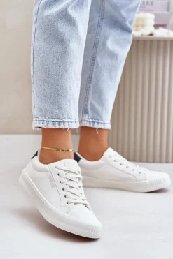 Damskie Big Star Shoes Ocieplane Trampki Damskie Big Star OO274A460 Białe