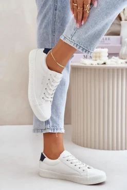 Damskie Big Star Shoes Ocieplane Trampki Damskie Big Star OO274A460 Białe