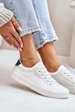 Damskie Big Star Shoes Ocieplane Trampki Damskie Big Star OO274A460 Białe