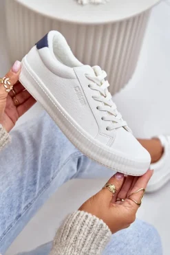 Damskie Big Star Shoes Ocieplane Trampki Damskie Big Star OO274A460 Białe