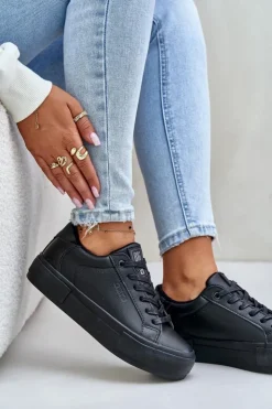 Damskie Big Star Shoes Ocieplane Trampki Damskie Na Platformie Big Star OO274A555 Czarne