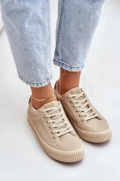 Best Big Star Shoes Ocieplane Trampki Damskie Big Star OO274A461 Beżowe Beżowy