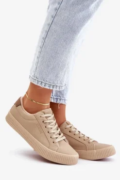 Best Big Star Shoes Ocieplane Trampki Damskie Big Star OO274A461 Beżowe Beżowy