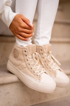 Damskie Big Star Shoes Ocieplane Trampki Damskie Z Futerkiem Typu Baranek Big Star OO274A444 Beżowe